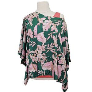 Boston Proper Tropical Summer Print Slouchy Charmeuse Blouse